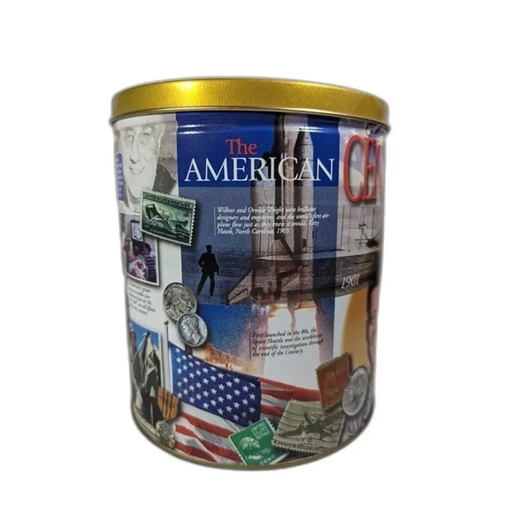 American Century Tin Advertising Trail's End 7.25-in Storage Can Eagle Gold Lid